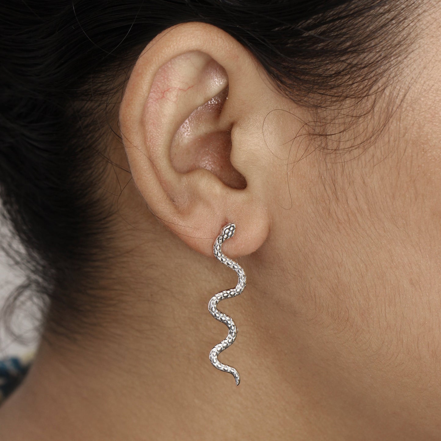 Serpent Silver Snake Earring GemsRush
