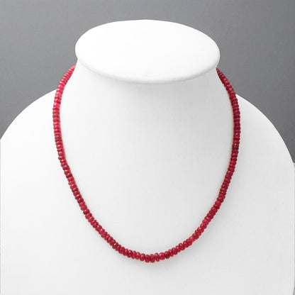 Elegant Natural Ruby Beaded Necklace – Genuine Red Gemstone Jewelry for Love, Passion & Strength