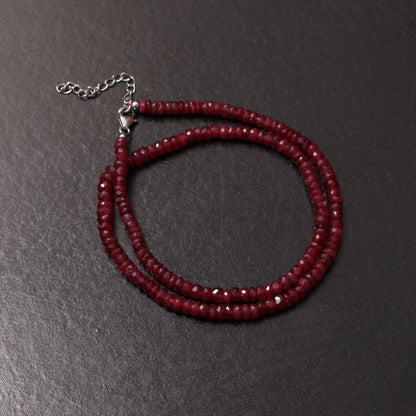 Elegant Natural Ruby Beaded Necklace – Genuine Red Gemstone Jewelry for Love, Passion & Strength