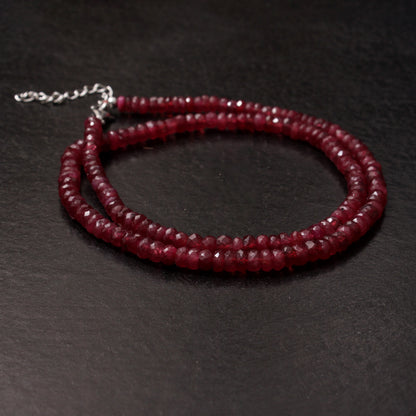 Elegant Natural Ruby Beaded Necklace – Genuine Red Gemstone Jewelry for Love, Passion & Strength