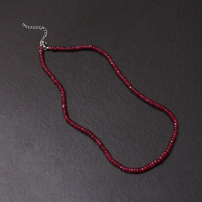 Elegant Natural Ruby Beaded Necklace – Genuine Red Gemstone Jewelry for Love, Passion & Strength