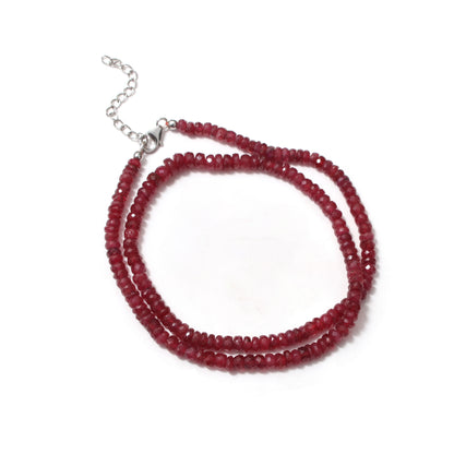 Elegant Natural Ruby Beaded Necklace – Genuine Red Gemstone Jewelry for Love, Passion & Strength
