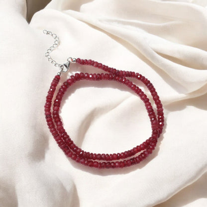Elegant Natural Ruby Beaded Necklace – Genuine Red Gemstone Jewelry for Love, Passion & Strength