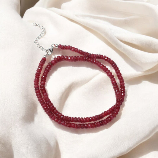 Elegant Natural Ruby Beaded Necklace – Genuine Red Gemstone Jewelry for Love, Passion & Strength