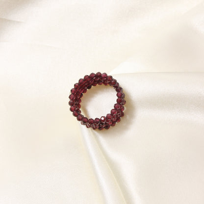 Natural Garnet Beaded Gemstone Ring – Handcrafted Elegance for Every Occasion