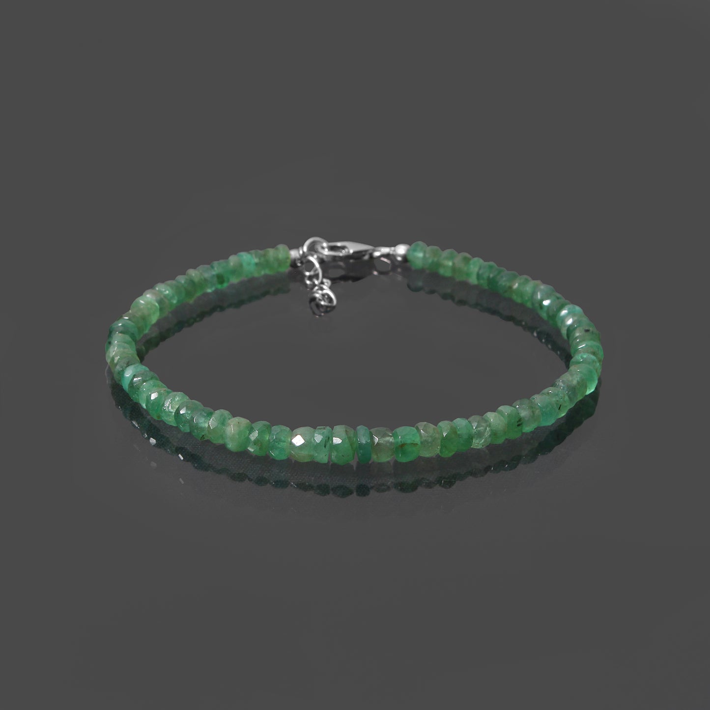 Natural Emerald Beaded Bracelet, Emerald Faceted Rondelle Beads Bracelet, Natural Zambian Emerald Bracelet, Emerald Beaded Jewelry