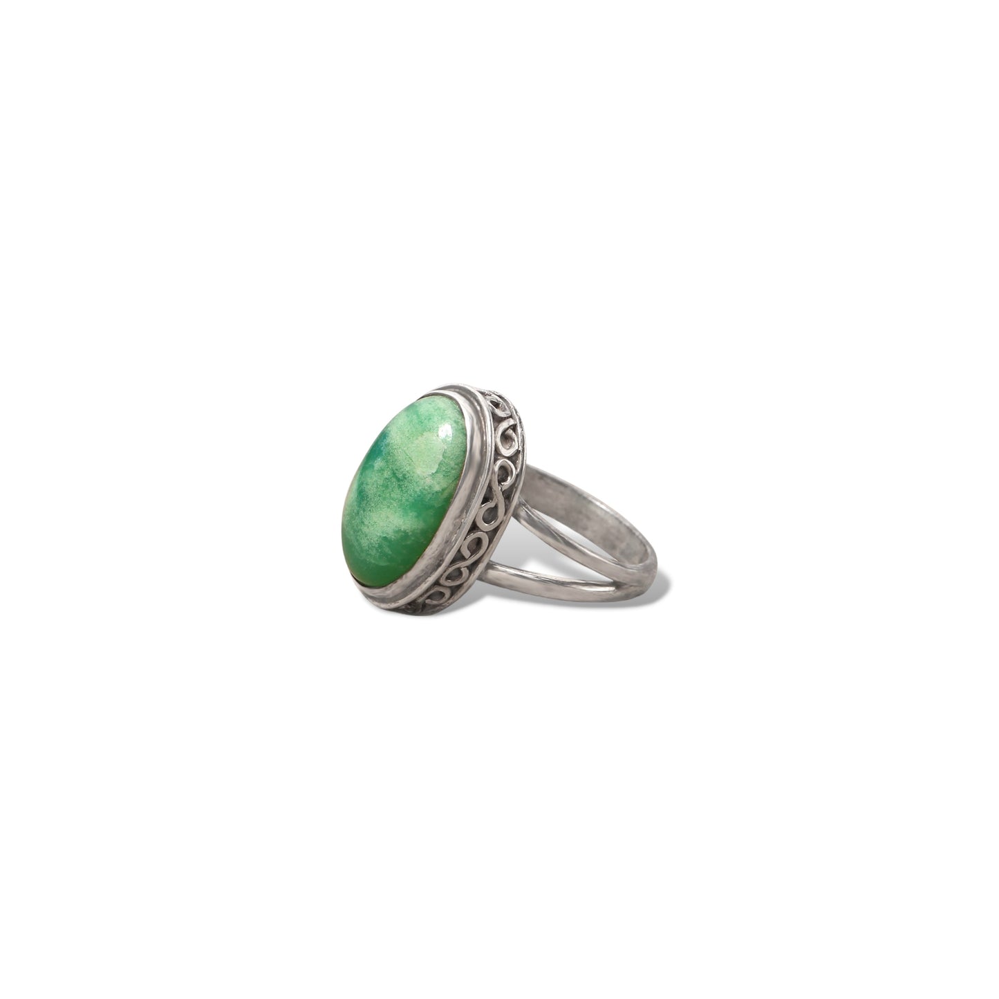 Natural chrysoprase gemstone ring