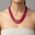 Luxurious Natural Ruby Sarafa 4 Layered Necklace Every Women Choice