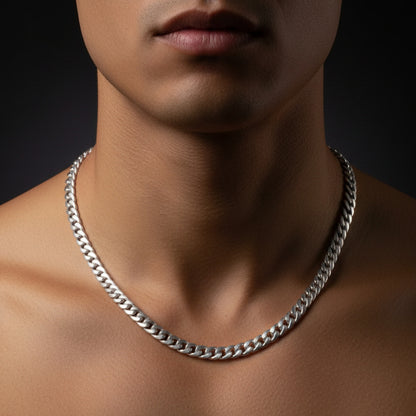 925 Sterling Silver Cuban Chain Necklace – Premium Men’s Solid Silver Chain | Daily Wear & Hypoallergenic Jewelry
