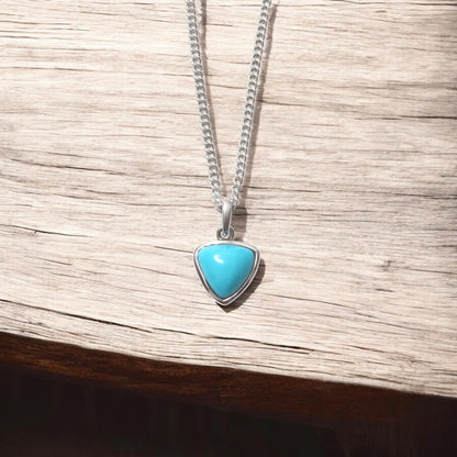 925 Sterling Silver Natural Turquoise Pendant Necklace – Protection & Tranquility Gemstone Jewelry