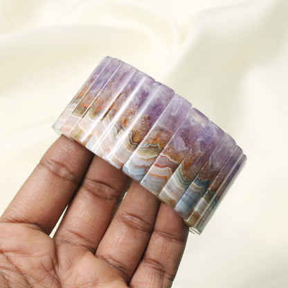 Natural Auralite Gemstone Wide Bracelet – Unique Healing Crystal Jewelry for Balance & Energy