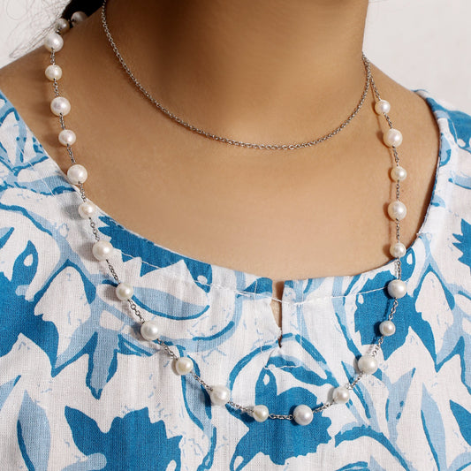 Elegant Natural Pearl Endless Necklace – Timeless Freshwater Gemstone Strand for Effortless Style