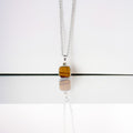 925 Sterling Silver Natural Tiger Eye Pendant Necklace – Unisex Protective Healing Gemstone Jewelry for Strength & Courage