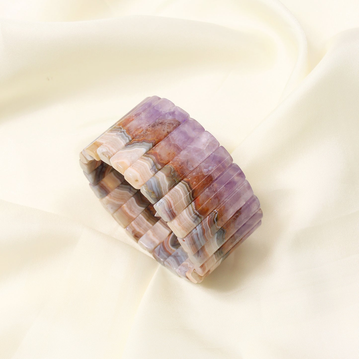 Natural Auralite Gemstone Wide Bracelet – Unique Healing Crystal Jewelry for Balance & Energy