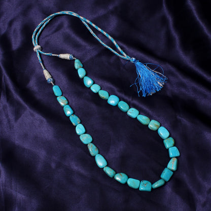 Natural Turquoise Gemstone Sarafa Necklace – Handmade Beaded Jewelry for Healing & Style