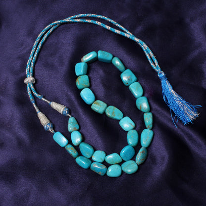 Natural Turquoise Gemstone Sarafa Necklace – Handmade Beaded Jewelry for Healing & Style