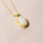 Natural Ethiopian Opal Oval Cabochon Pendant Necklace – Fire Opal Gemstone Gold Plated Elegant Jewelry for Women