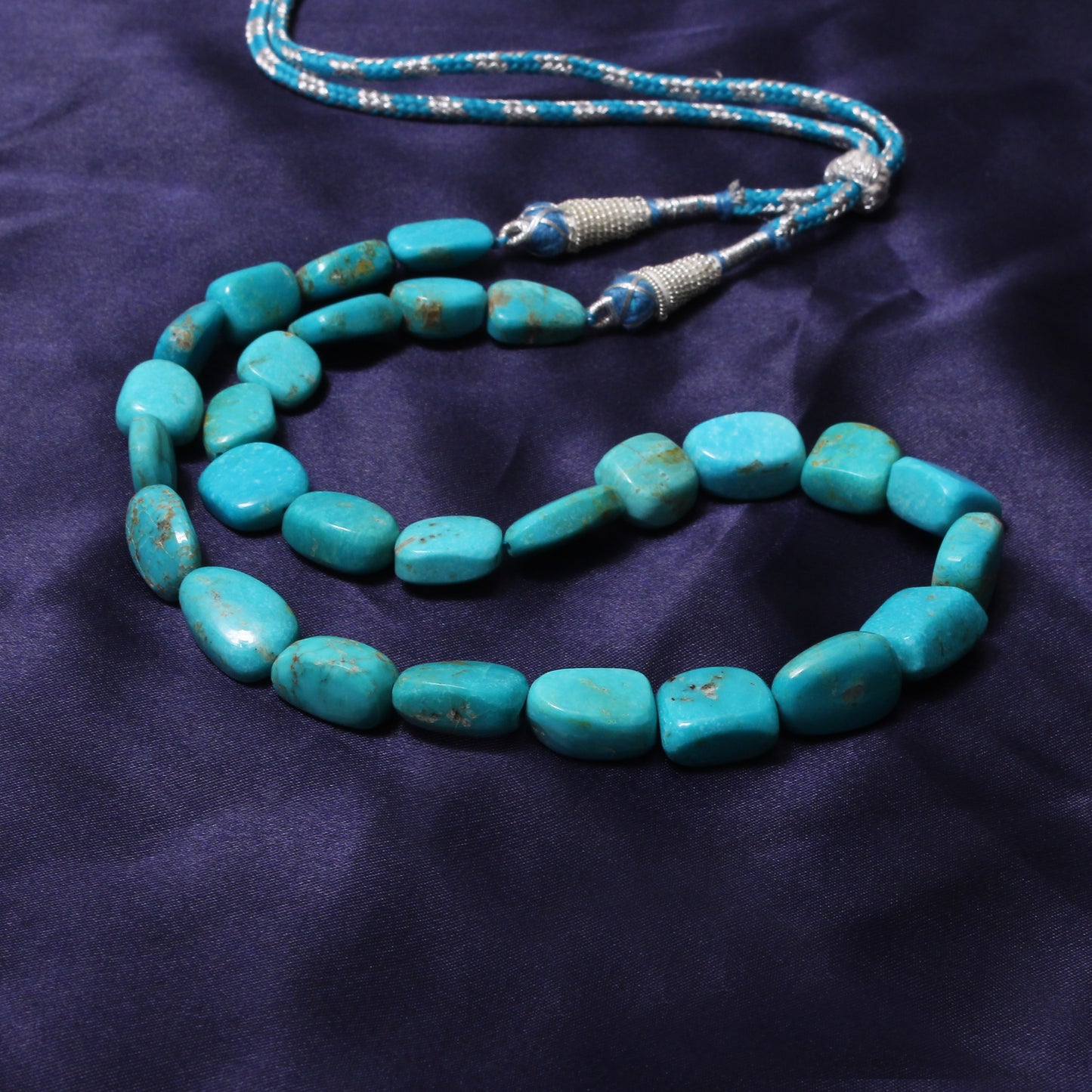 Natural Turquoise Gemstone Sarafa Necklace – Handmade Beaded Jewelry for Healing & Style