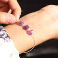 925 Sterling Silver Natural Amethyst Star Chain Bracelet – Adjustable Healing Crystal Chain for Women & Girls