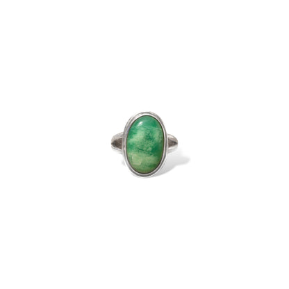 Natural chrysoprase gemstone ring