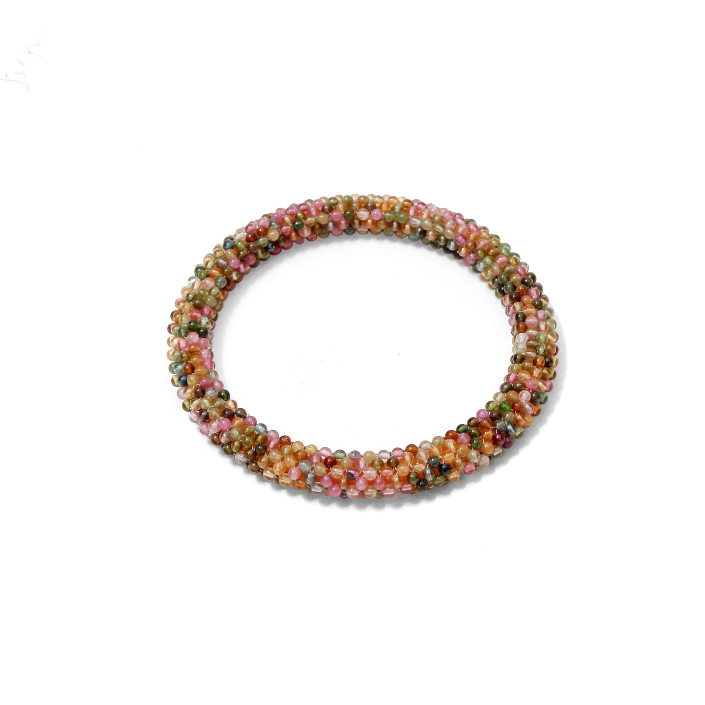 Natural Multi Tourmaline Beaded Bangle – Handmade Gemstone Bracelet for Positive Energy