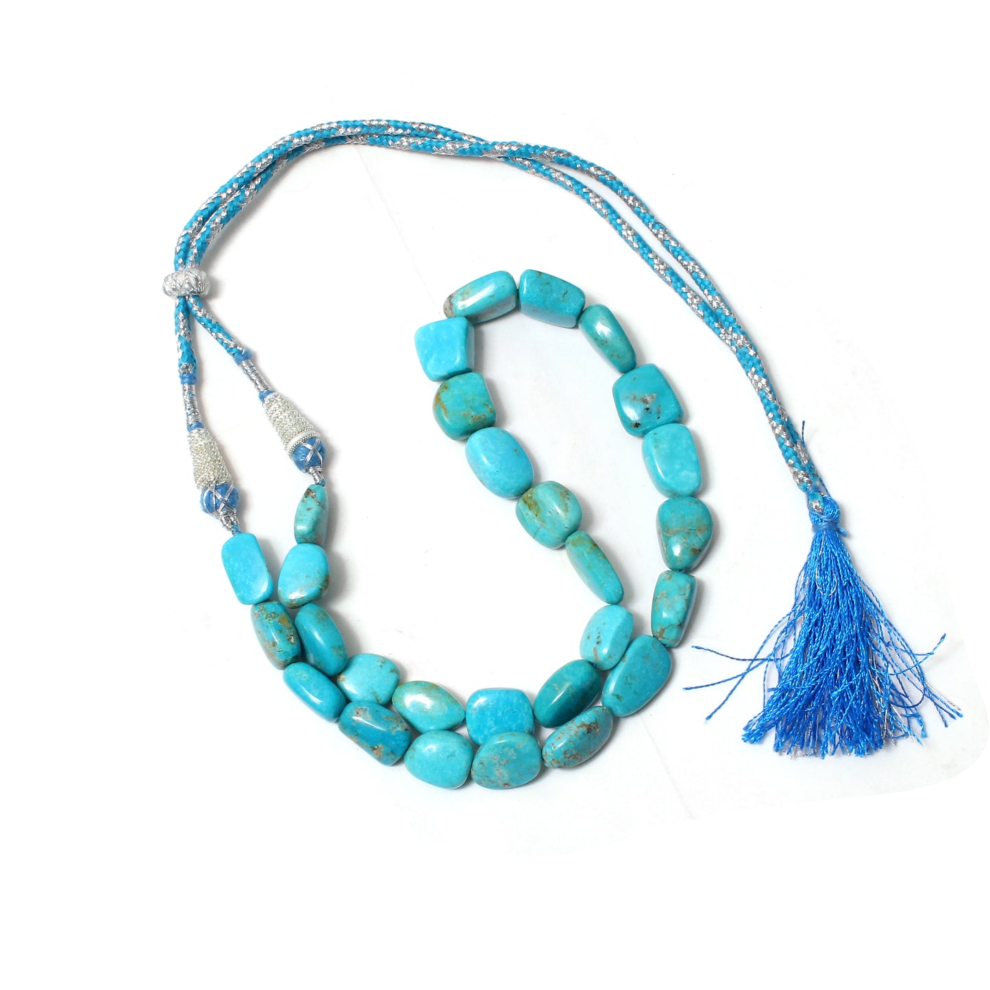 Natural Turquoise Gemstone Sarafa Necklace – Handmade Beaded Jewelry for Healing & Style