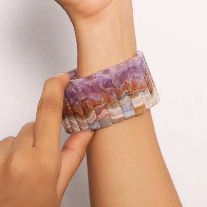 Natural Auralite Gemstone Wide Bracelet – Unique Healing Crystal Jewelry for Balance & Energy