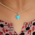 925 Sterling Silver Natural Turquoise Pendant Necklace – Protection & Tranquility Gemstone Jewelry
