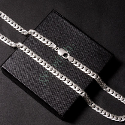 925 Sterling Silver Cuban Chain Necklace – Premium Men’s Solid Silver Chain | Daily Wear & Hypoallergenic Jewelry