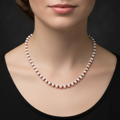 Handmade Ruby Pearl Rondelle Beads Silver Necklace: A Timeless Symbol of Love and Beauty
