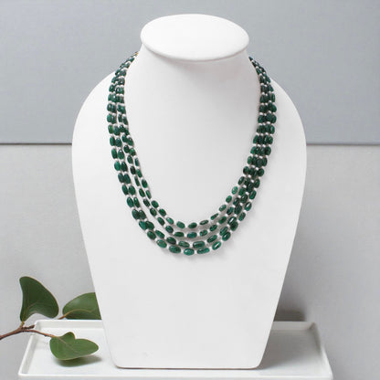 Light Green Emerald & Pearl 4-Layer Sarafa Necklace – Natural Multi-Strand Bridal & Festive Jewelry