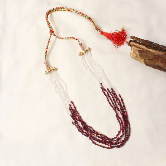 Elegant Crystal Quartz & Garnet 6 Layer Sarafa Beaded Necklace – Multi-Strand Healing Gemstone Jewelry