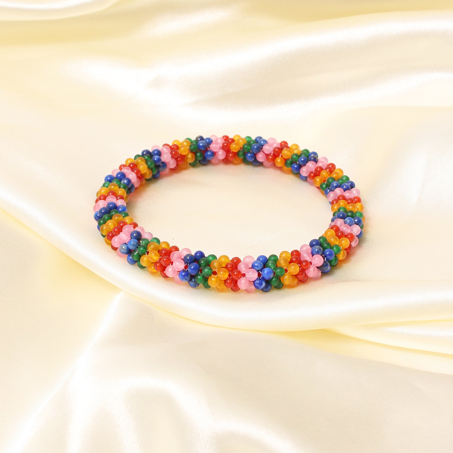 Handmade Natural Multicolor Gemstone Beaded Bangle/Bracelet – Stylish & Vibrant Bracelet