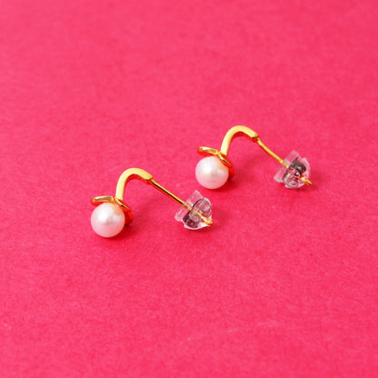Grace Your Style – Natural Pearl Drop Earrings in 925 Sterling Silver with Gold Plating