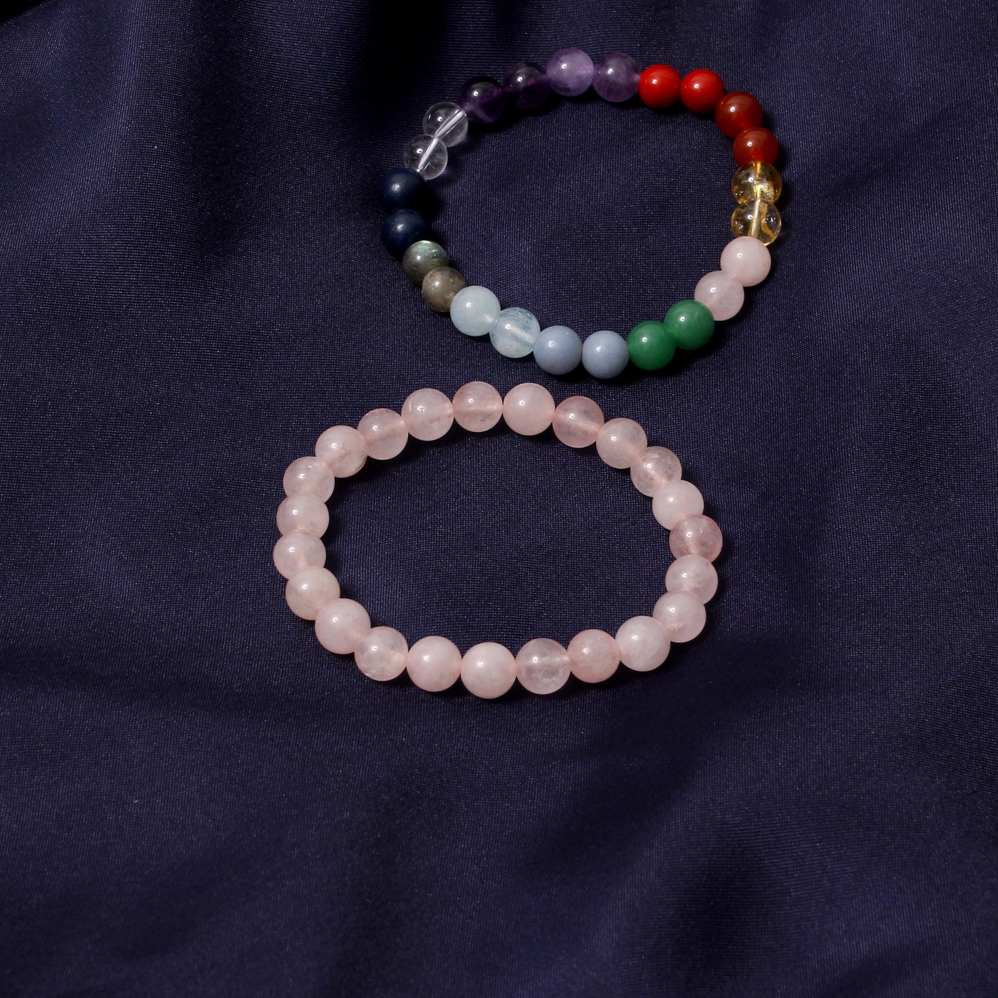 7 Chakras + Rose Quartz Healing Stretchable Gemstone Bracelet – Love, Healing & Harmony