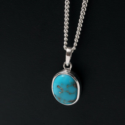Natural Turquoise Pendant Necklace – Sterling Silver Chain | Calming Stone of Protection & Positivity