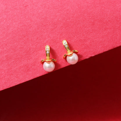 Grace Your Style – Natural Pearl Drop Earrings in 925 Sterling Silver with Gold Plating