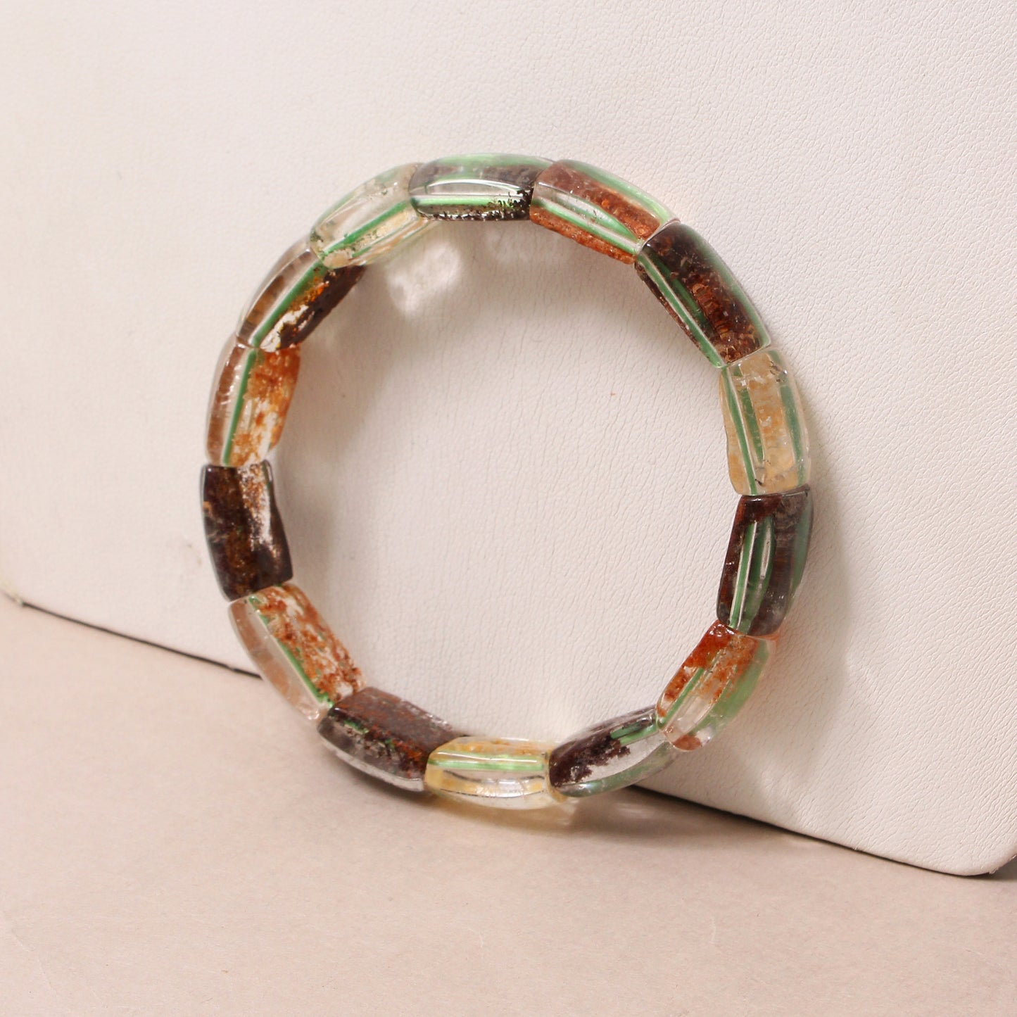 Crystal Colorful-Phantom Quartz Stone Beads Bracelet – Multi-Inclusions Natural Gemstone Jewelry for Women Gift