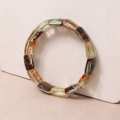 Crystal Colorful-Phantom Quartz Stone Beads Bracelet – Multi-Inclusions Natural Gemstone Jewelry for Women Gift