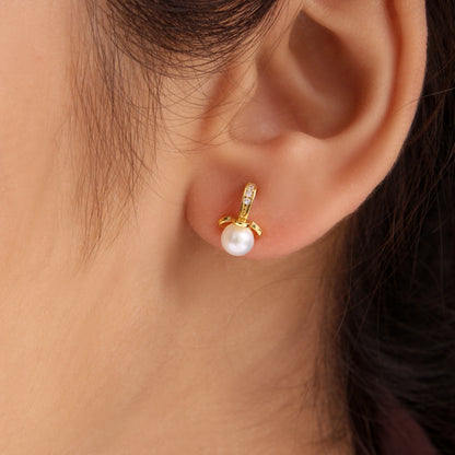 Grace Your Style – Natural Pearl Drop Earrings in 925 Sterling Silver with Gold Plating