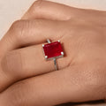 925 Sterling Silver Ruby Quartz Gemstone Ring – Bold Elegance with Radiant Beauty