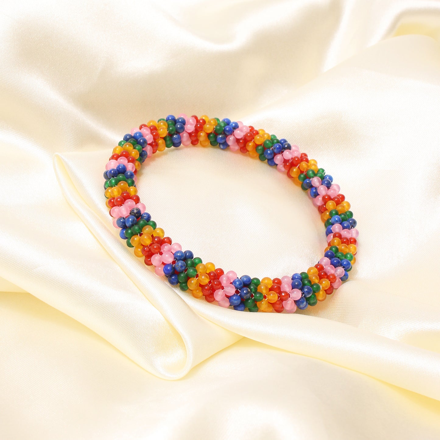 Handmade Natural Multicolor Gemstone Beaded Bangle/Bracelet – Stylish & Vibrant Bracelet