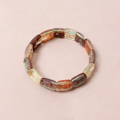 Crystal Colorful-Phantom Quartz Stone Beads Bracelet – Multi-Inclusions Natural Gemstone Jewelry for Women Gift
