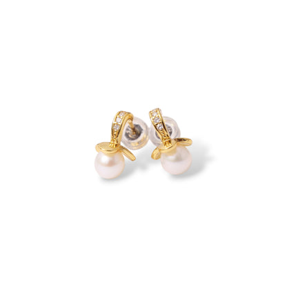 Grace Your Style – Natural Pearl Drop Earrings in 925 Sterling Silver with Gold Plating