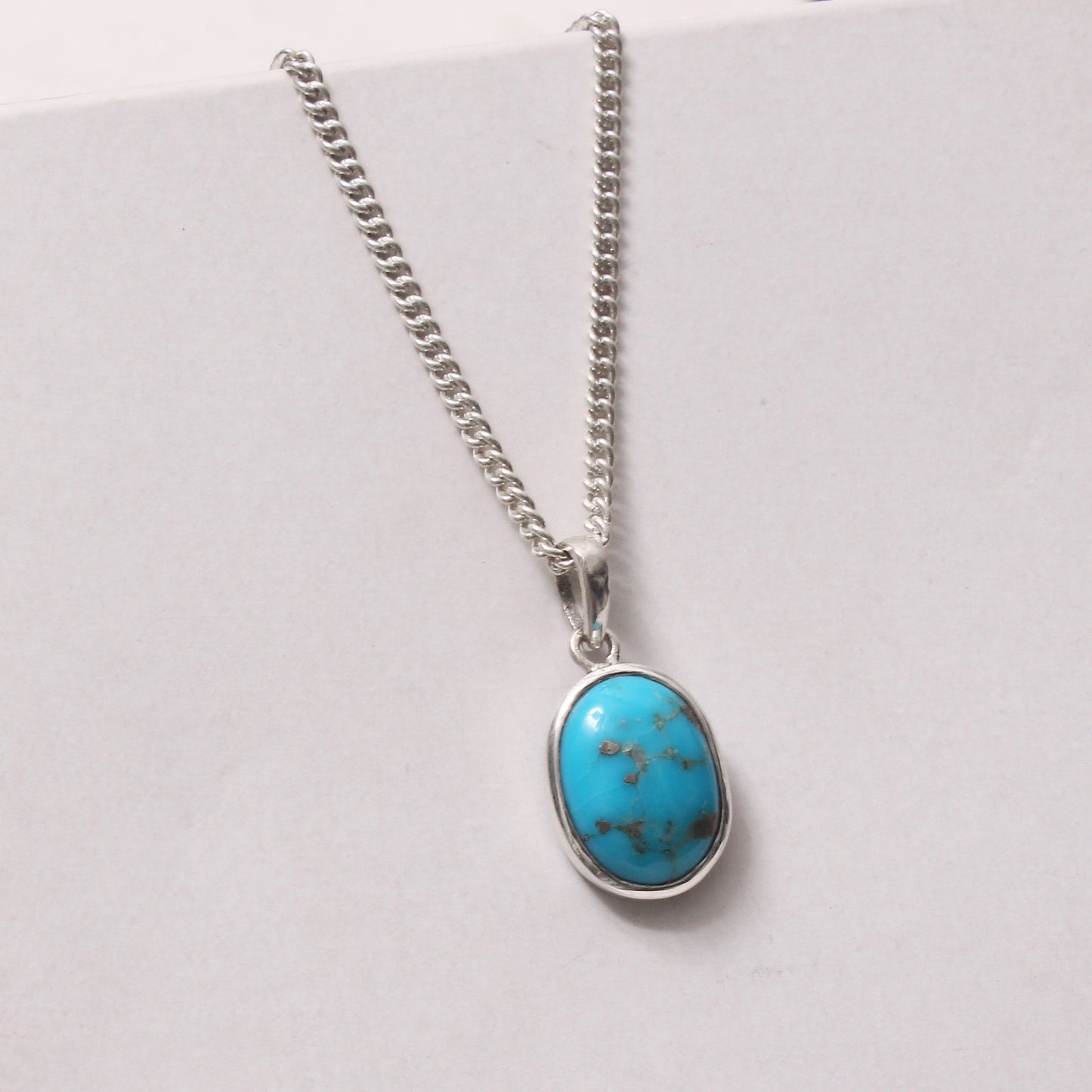 Natural Turquoise Pendant Necklace – Sterling Silver Chain | Calming Stone of Protection & Positivity
