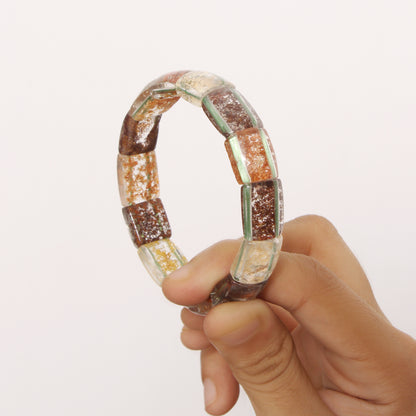 Crystal Colorful-Phantom Quartz Stone Beads Bracelet – Multi-Inclusions Natural Gemstone Jewelry for Women Gift