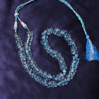Radiant Natural Swiss Blue Topaz Gemstone Sarafa Necklace – Sparkling Elegance with Healing Calm