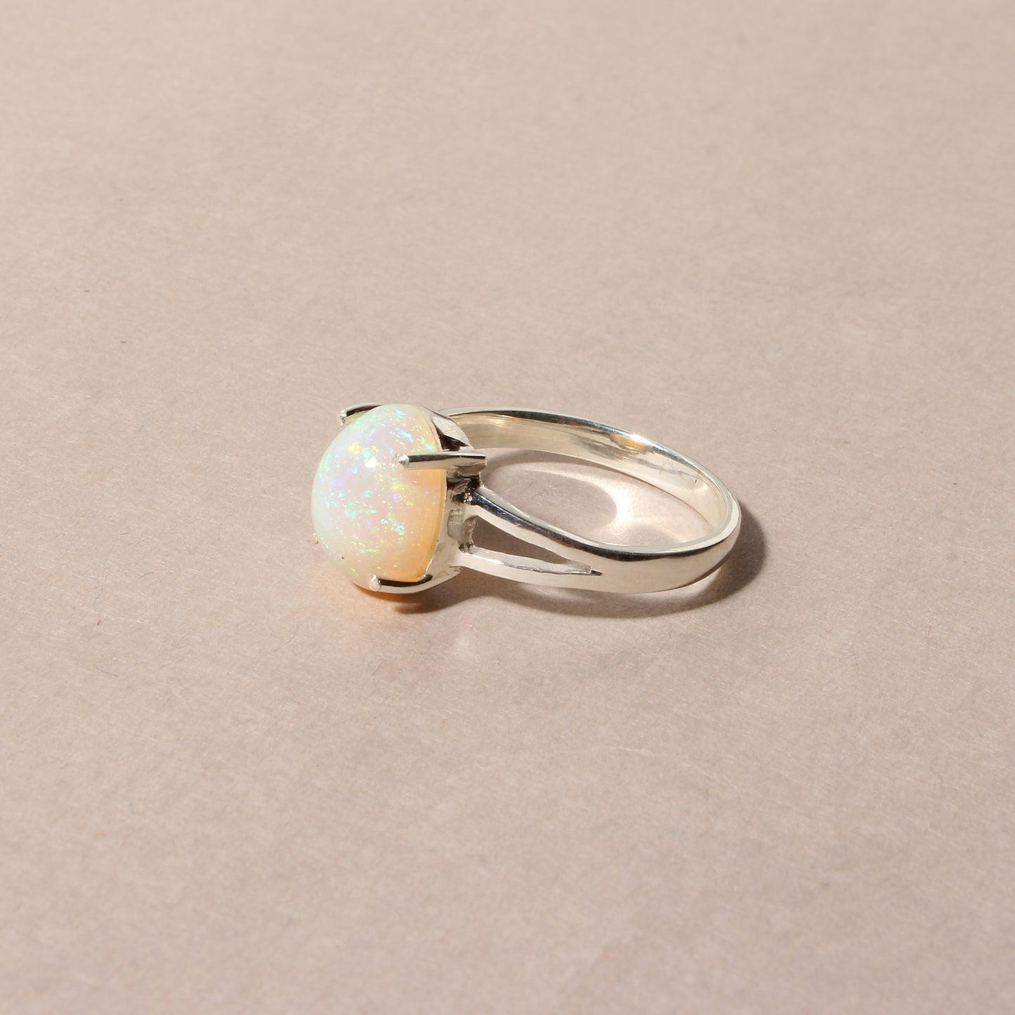Natural Ethiopian Opal Oval Cabochon Ring – 925 Sterling Silver Fire Opal Gemstone Ring for Women | October Birthstone Jewelry