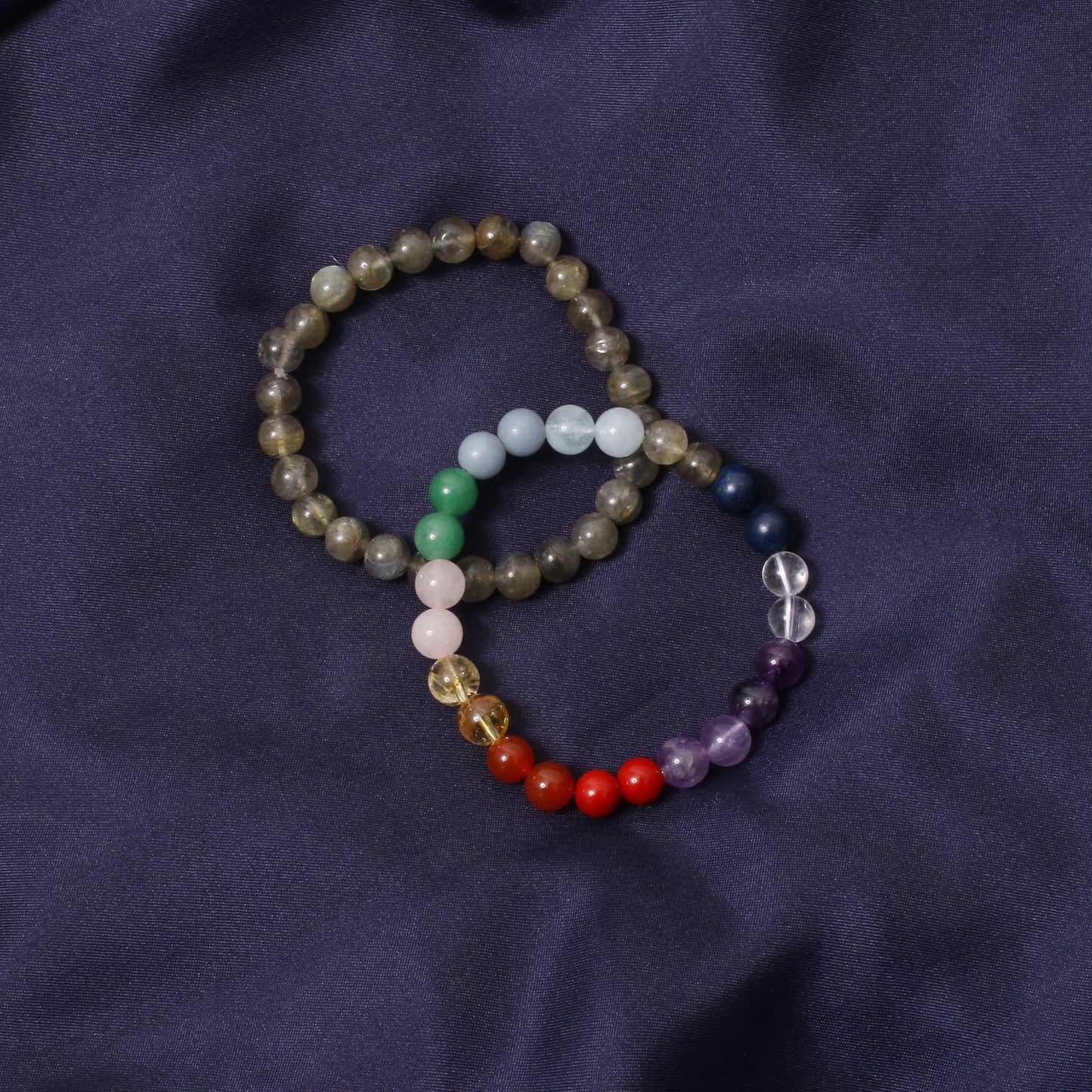 7 Chakras + Labradorite Healing Stretchable Gemstone Bracelet  – Intuition, Transformation & Balance