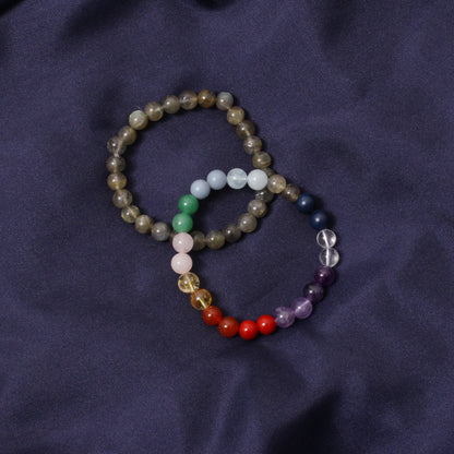 7 Chakras + Labradorite Healing Stretchable Gemstone Bracelet  – Intuition, Transformation & Balance